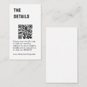 Carte D'accompagnement Mariage minimaliste noir blanc (Devant / Derrière)