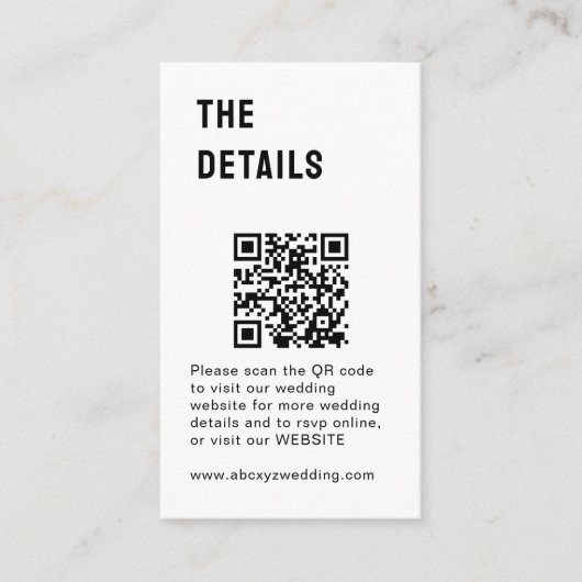 Carte D'accompagnement Mariage minimaliste noir blanc (Devant)