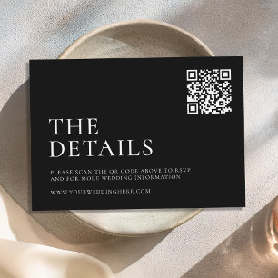 Carte D'accompagnement Mariage minimaliste noir moderne