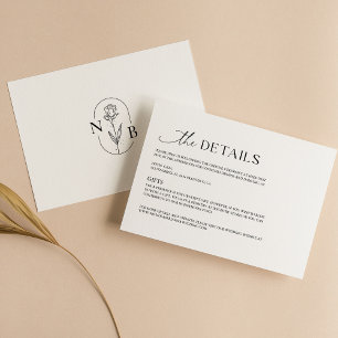 Carte D'accompagnement Mariage minimaliste noir noir blanc