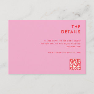 Carte D'accompagnement Mariage minimaliste rose rose moderne