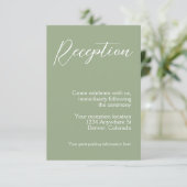 Carte D'accompagnement Mariage minimaliste Sage vert (Debout devant)