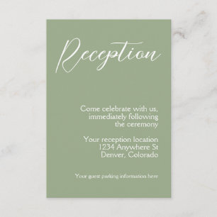 Carte D'accompagnement Mariage minimaliste Sage vert