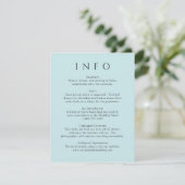 Carte D'accompagnement Mariage minimaliste sarcelle moderne (Debout devant)