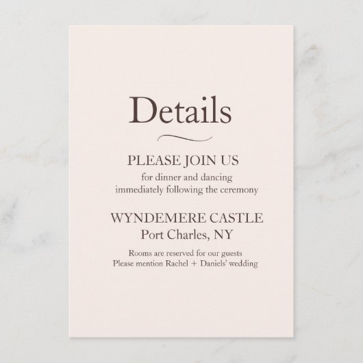 Carte D'accompagnement Mariage moderne (Devant)