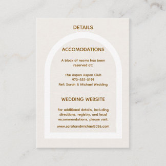 Carte D'accompagnement Mariage Moderne Arche & Paillettes Dorées