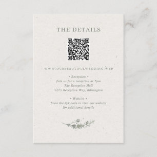 Carte D'accompagnement Mariage moderne avec code QR botanique vert sauge