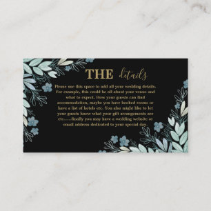 Carte D'accompagnement Mariage moderne Black & Gold Botanical Details
