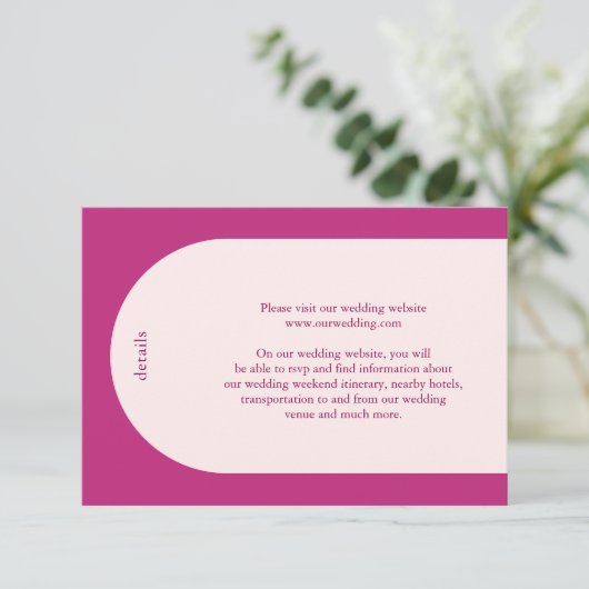 Carte D'accompagnement Mariage moderne Camila Pink Arch (Debout devant)