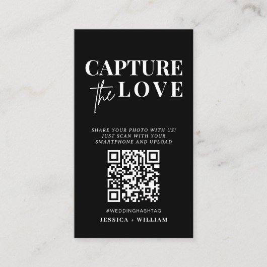 Carte D'accompagnement Mariage moderne Capter l'amour Qr Code (Devant)