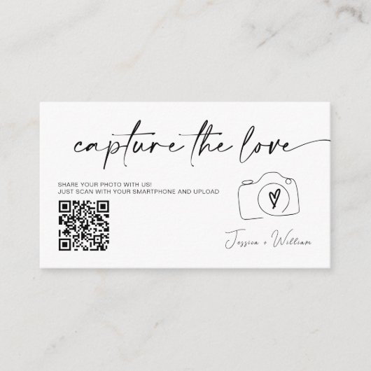 Carte D'accompagnement Mariage moderne Capter l'amour Qr Code (Devant)