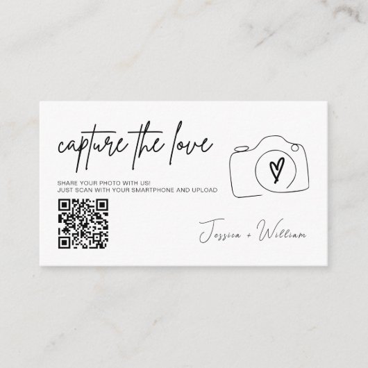Carte D'accompagnement Mariage moderne Capter l'amour Qr Code (Devant)