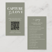 Carte D'accompagnement Mariage moderne Capter l'amour Qr Code (Devant / Derrière)