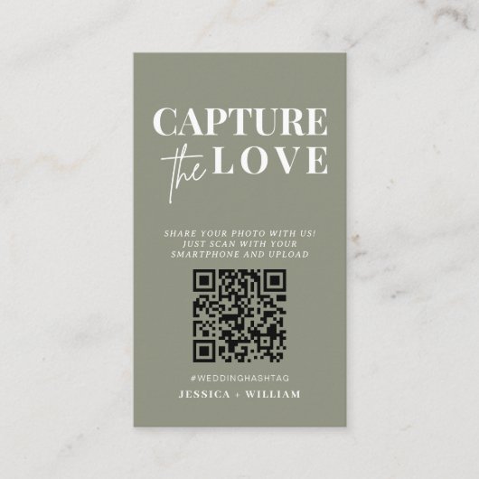 Carte D'accompagnement Mariage moderne Capter l'amour Qr Code (Devant)