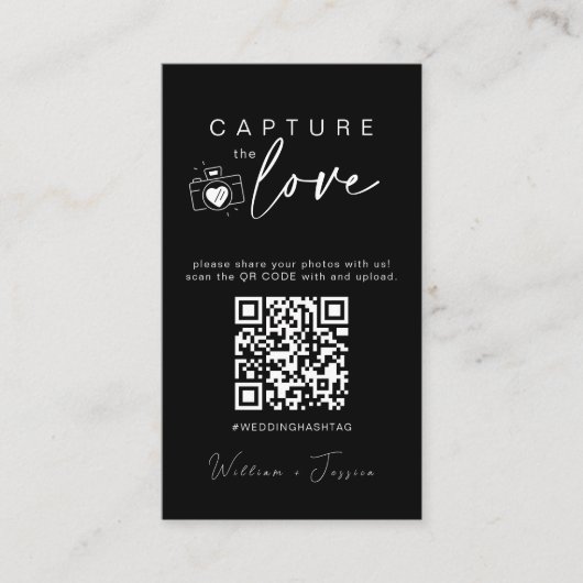 Carte D'accompagnement Mariage moderne Capter l'amour Qr Code (Devant)
