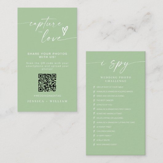 Carte D'accompagnement Mariage moderne Capter l'amour Qr Code (Devant / Derrière)