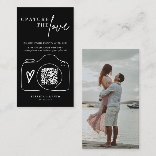 Carte D'accompagnement Mariage moderne Capter l'amour QR Code Enclôture (Devant / Derrière)