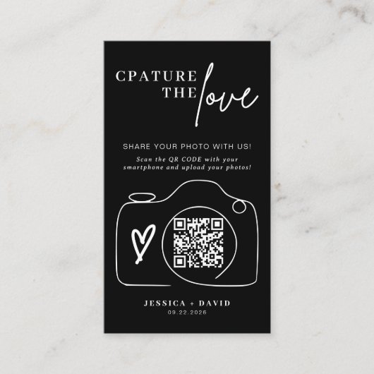 Carte D'accompagnement Mariage moderne Capter l'amour QR Code Enclôture (Devant)