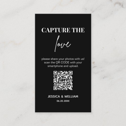 Carte D'accompagnement Mariage Moderne Capturer l'amour Code Qr (Devant)