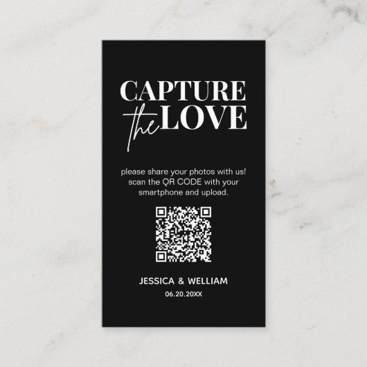 Carte D'accompagnement Mariage Moderne Capturer l'amour Code Qr (Devant)