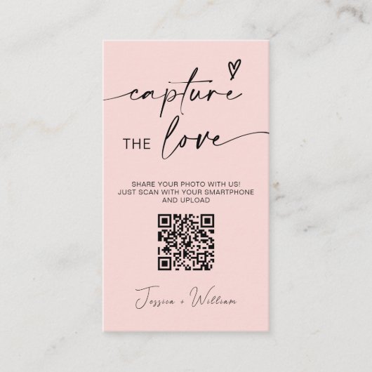 Carte D'accompagnement Mariage Moderne Capturer l'amour Code Qr (Devant)