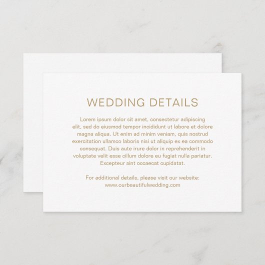 Carte D'accompagnement Mariage moderne Chelsea Gold (Devant / Derrière)