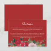 Carte D'accompagnement Mariage moderne chinois rose rouge détails (Devant / Derrière)