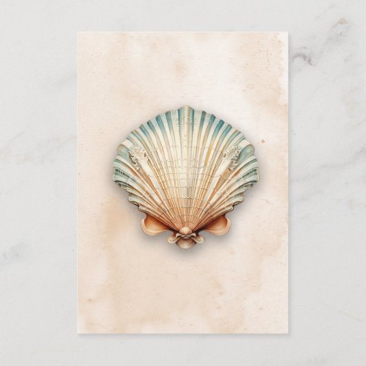 Carte D'accompagnement Mariage moderne Coastal Seashell Sand Détails (Dos)