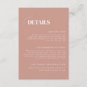 Carte D'accompagnement Mariage moderne Dusty Rose Détails (Devant)