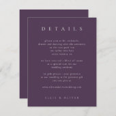 Carte D'accompagnement Mariage Moderne Élégant Bohème Détails Pourpre Pru (Devant / Derrière)