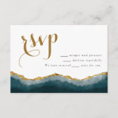 Carte D'accompagnement Mariage moderne Elégant Turquoise Or Agate (Devant)