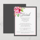 Carte D'accompagnement Mariage moderne Fleur Jardin Détails Gris (Devant / Derrière)