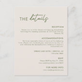 Carte D'accompagnement Mariage moderne gris clair et vert olive Détails (Devant)