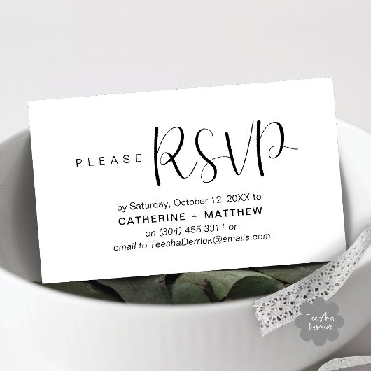 Carte D'accompagnement Mariage moderne invite RSVP rappel
