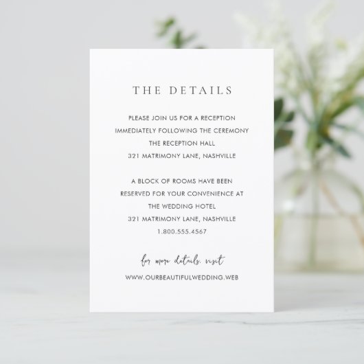Carte D'accompagnement Mariage Moderne Minimaliste (Debout devant)