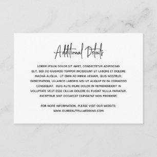 Carte D'accompagnement Mariage Moderne Minimaliste Noir et Blanc