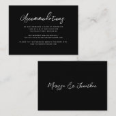 Carte D'accompagnement Mariage moderne noir blanc Script Hébergements  (Devant / Derrière)