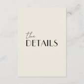 Carte D'accompagnement Mariage moderne noir & blanc Whimsical Détails (Dos)