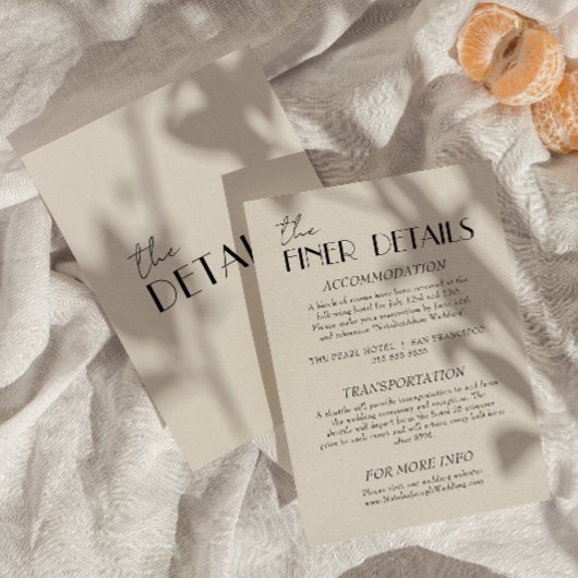 Carte D'accompagnement Mariage moderne noir & blanc Whimsical Détails