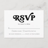 Carte D'accompagnement Mariage moderne Noir et Blanc Boho RSVP (Devant)
