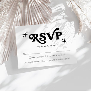 Carte D'accompagnement Mariage moderne Noir et Blanc Boho RSVP
