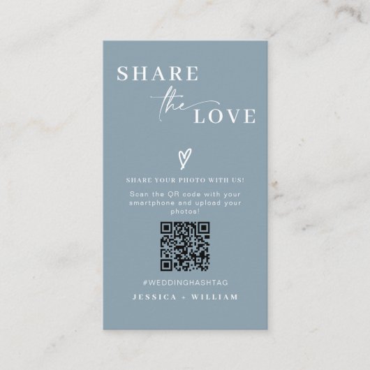 Carte D'accompagnement Mariage moderne Partagez l'amour QR Code (Devant)