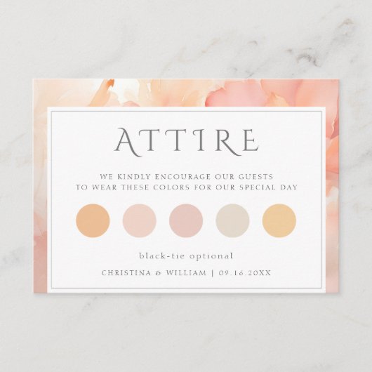 Carte D'accompagnement Mariage moderne Peach Flower Code vestimentaire (Devant)