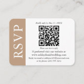 Carte D'accompagnement Mariage moderne QR RSVP photo Taupe et blanc (Devant)