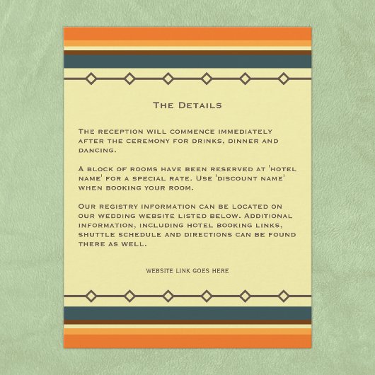 Carte D'accompagnement Mariage moderne rétro du milieu du siècle