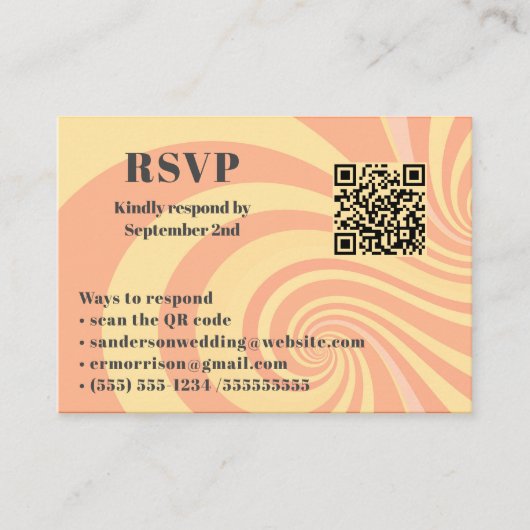 Carte D'accompagnement Mariage moderne rétro RSVP en ligne QR Code photo (Devant)