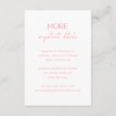 Carte D'accompagnement Mariage moderne rose chic (Devant)