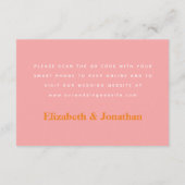 Carte D'accompagnement Mariage moderne rose orange jaune QR Code RSVP (Dos)