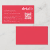 Carte D'accompagnement Mariage moderne rose vif Détails QR Code (Devant / Derrière)