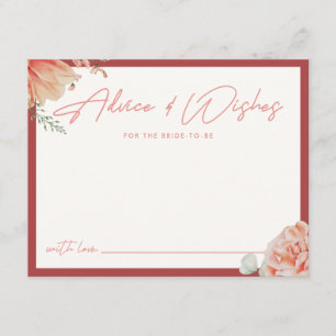 Carte D'accompagnement Mariage Moderne Rouge Floral "Conseils & Vœux" Sho